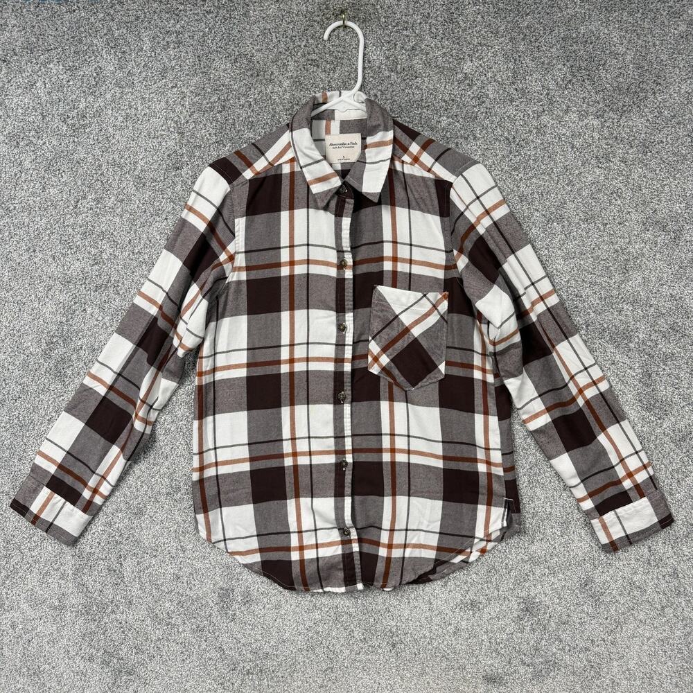 Abercrombie & Fitch Flannel Shirt S Brown Plaid Soft Cabincore Grunge Layering